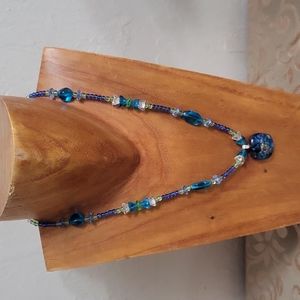 Necklace glass beads, dicro pendant